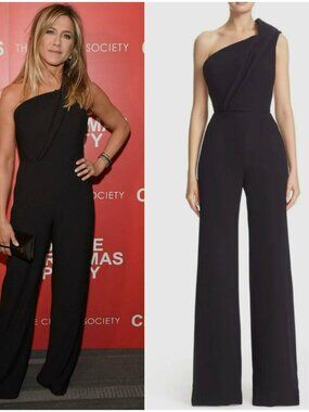 Brandon Maxwell Black One Shoulder Wide Leg Jumpsuit Jennifer Aniston